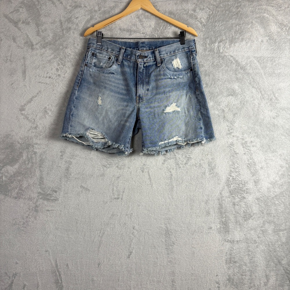 Levi's Shorts 501 Custom W31 Light Wash Distressed Denim Cutoff Mens Casual